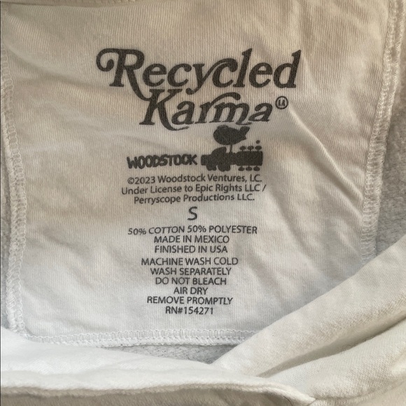 Recycled Karma Woodstock Hoodie with Blue Graphic Oversized Small Fits M-L - Picture 8 of 8